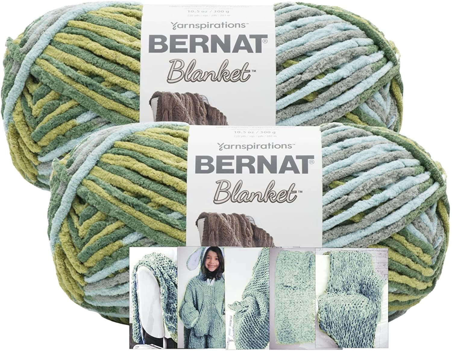 Bernat Blanket Yarn Big Ball - 2 Pack In Moss, Super Bulky Weight, 440 Yards Total