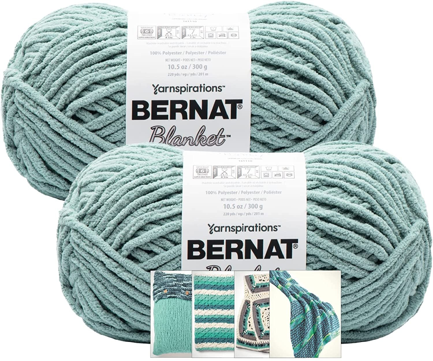 Bernat Blanket Yarn - Big Ball (10.5 Oz) - 2 Pack With Pattern Cards