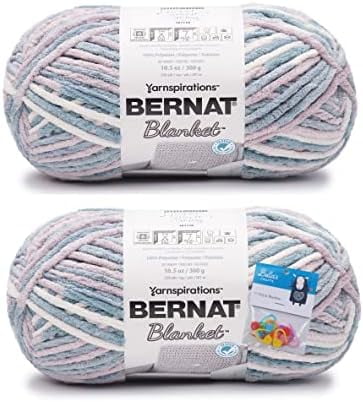 Bernat Blanket Yarn - Big Ball (10.5 oz) - Smooth Sailing - 2 Pack Bundle with Bella's Crafts Stitch Markers$$Art & Craft