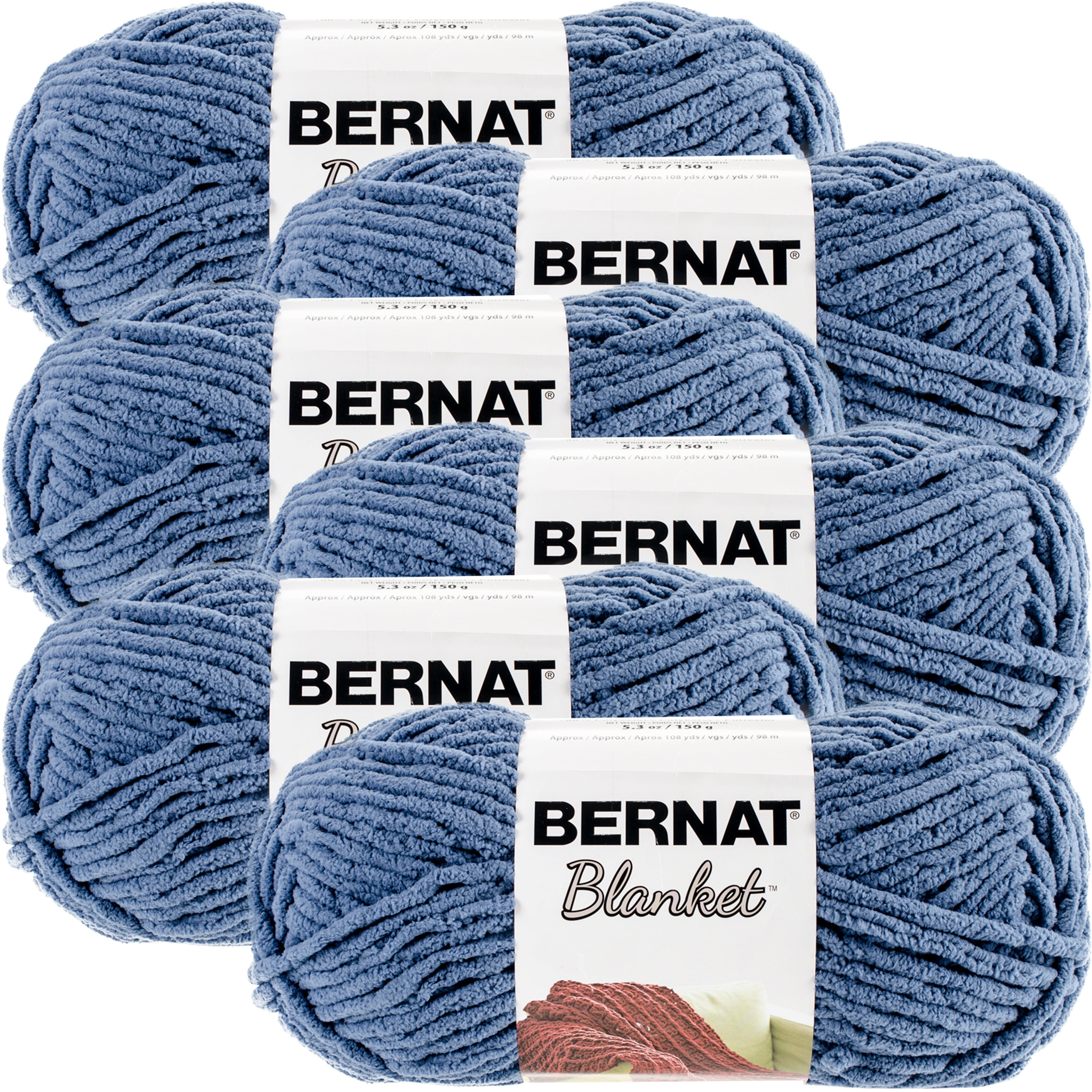 3 Pack COUNTRY BLUE 00106 Bernat Blanket Yarn 5.3 Oz 150 G 108 Yds