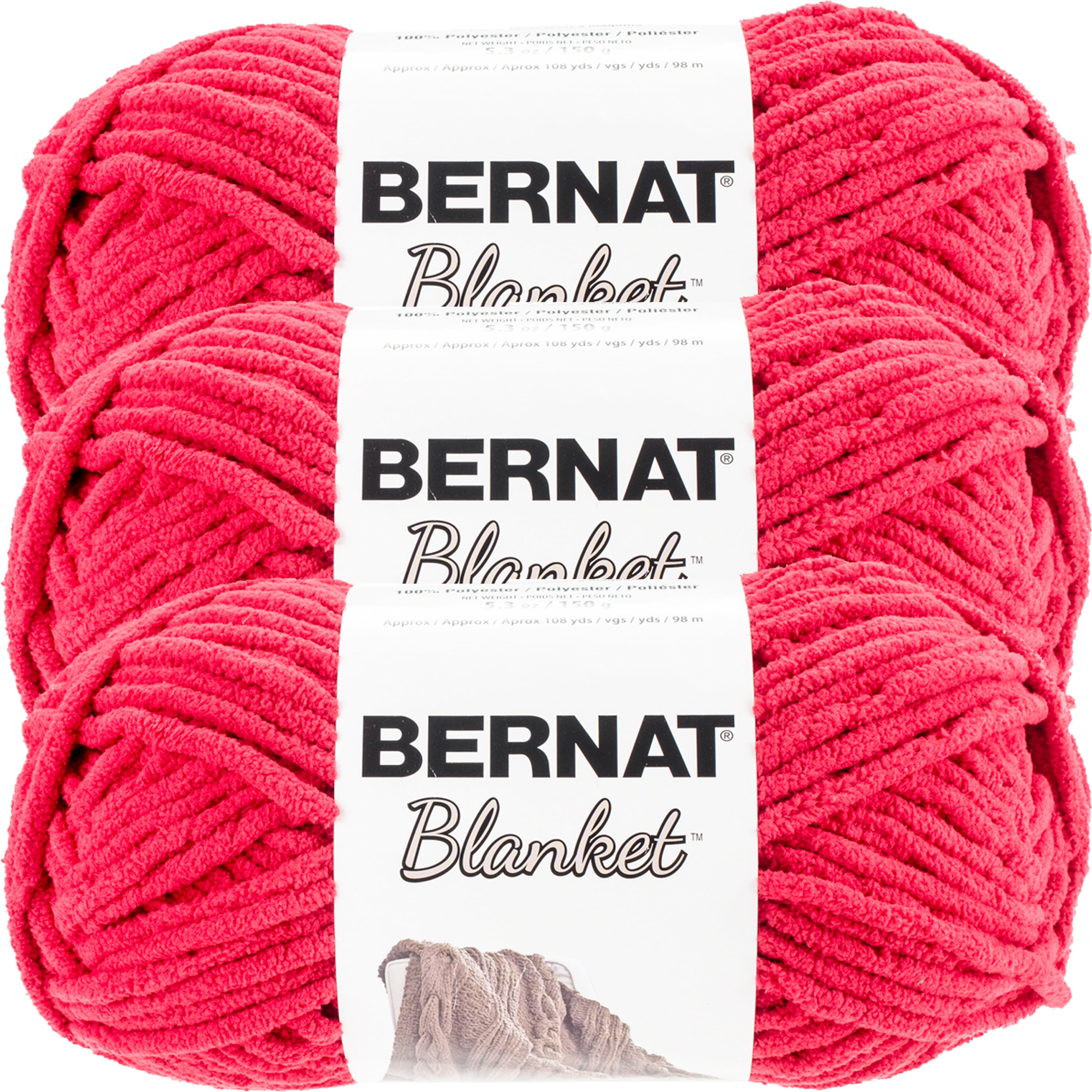 Yarn Bernat Blanket Yarn Cranberry 5.3 Oz 150g 108 