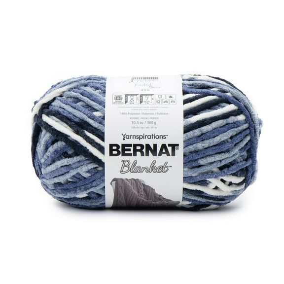 Bernat Blanket Yarn, Faded Blues, 10.5oz(300g), Super Bulky, Polyester
