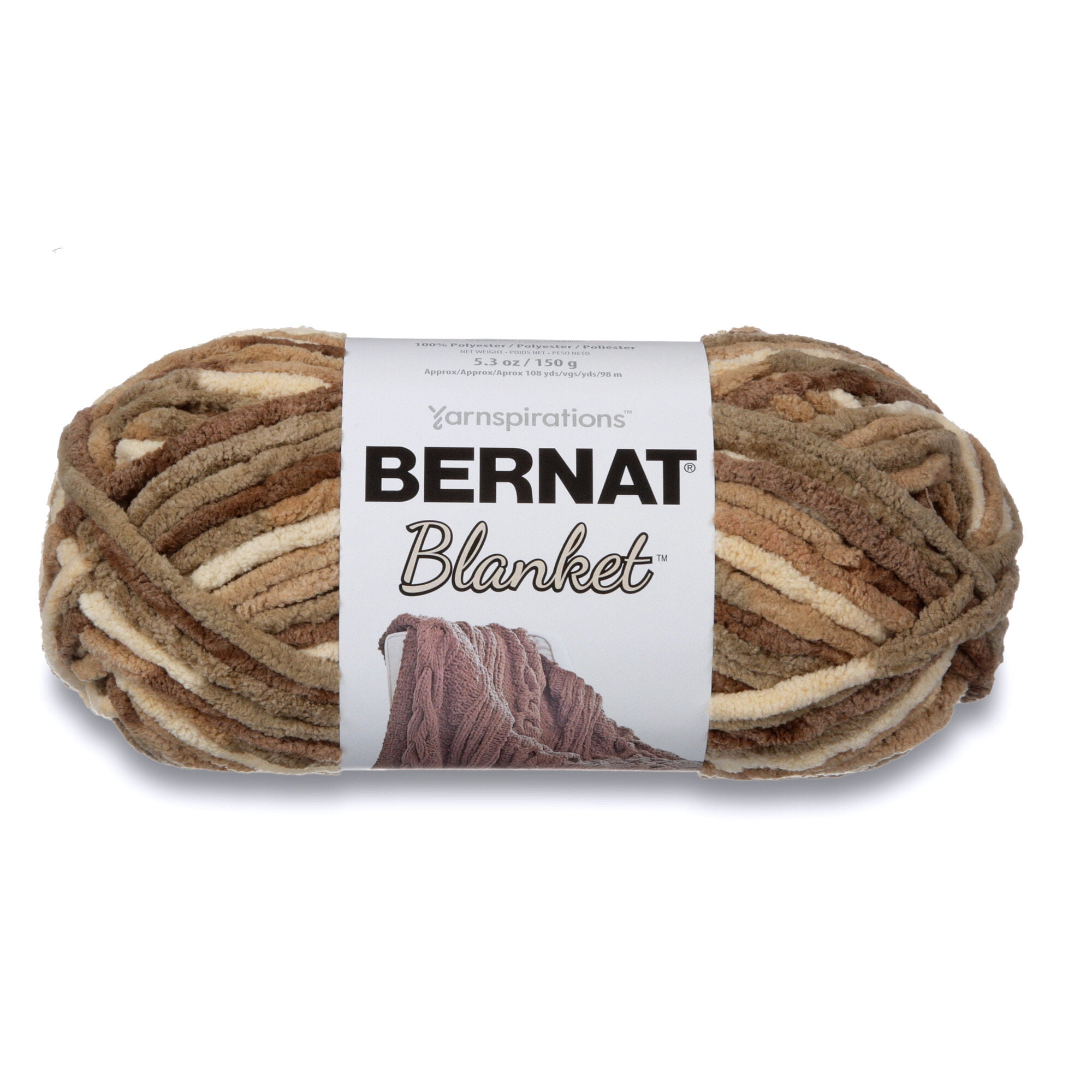 Bernat Blanket Yarn - Big Ball (10.5 oz) - 2 Pack with Patterns (Sonoma)