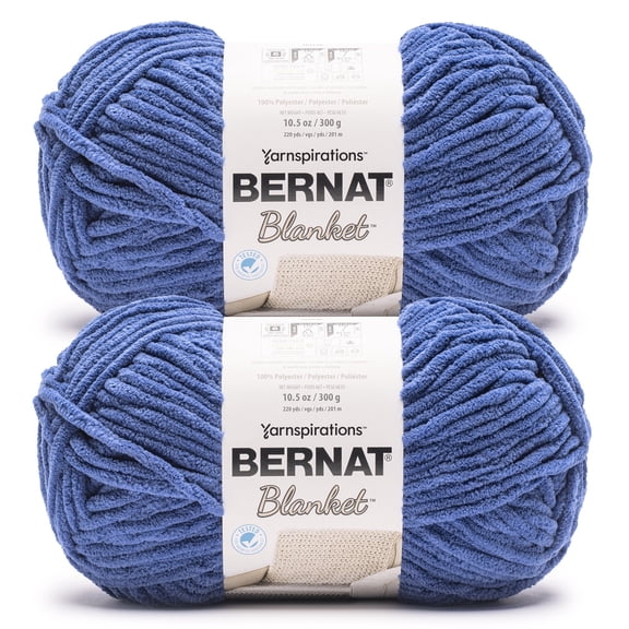 Bernat® Blanket™ #6 Super Bulky Polyester Yarn, Cobalt 10.5oz/300g 220 Yards (2 Pack)