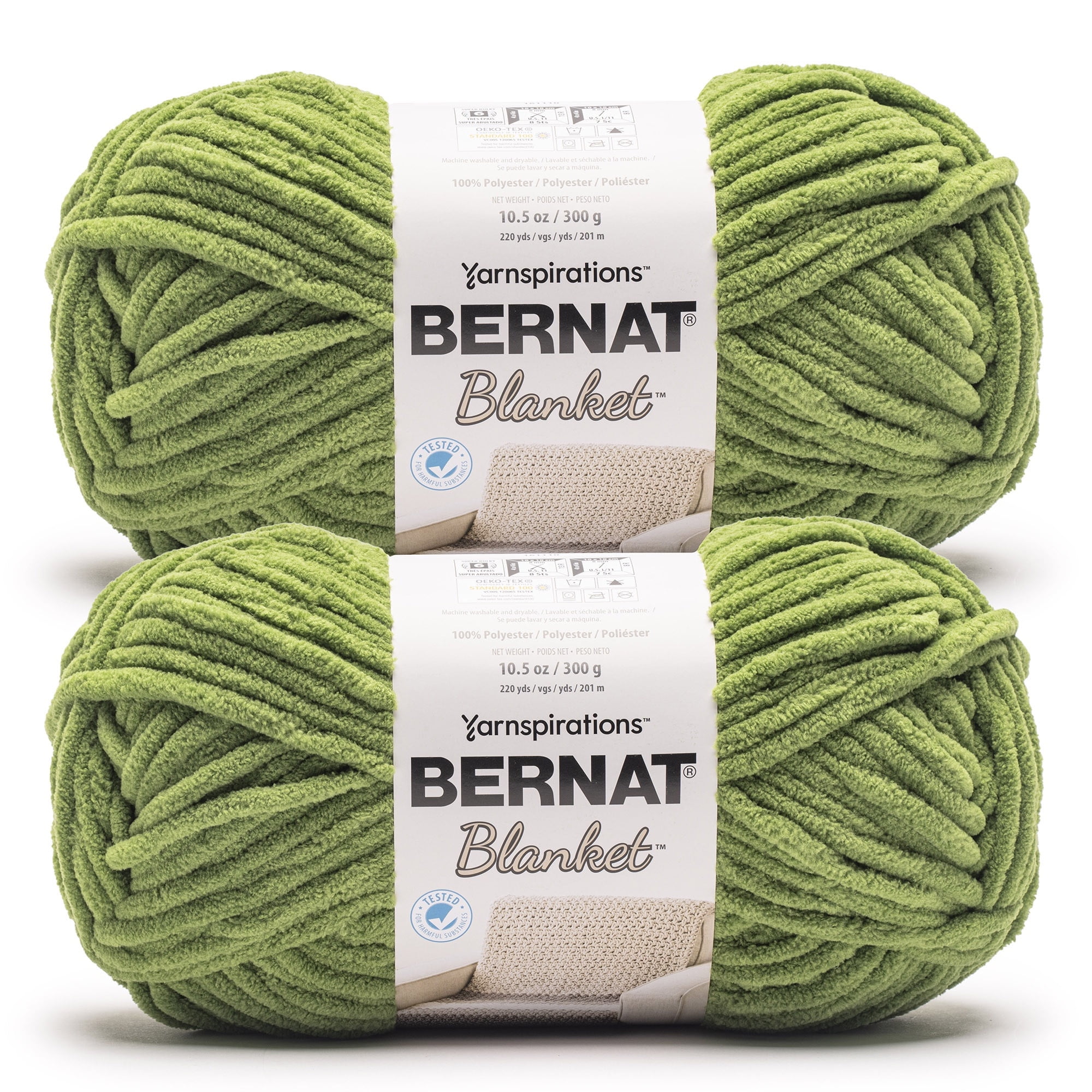 Bernat® Blanket™ #6 Super Bulky Polyester Yarn, Fern 10.5oz/300g 220 Yards (2 Pack)