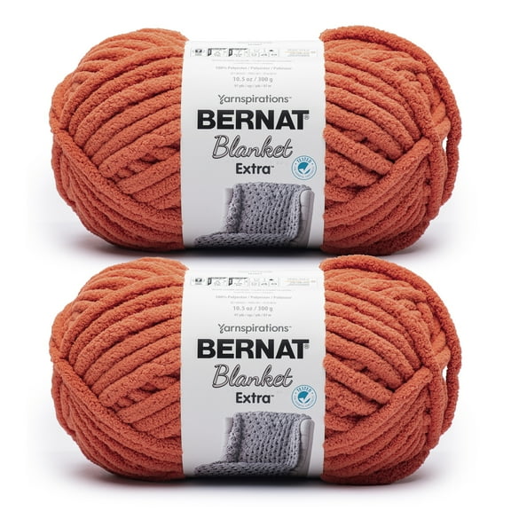 Bernat® Blanket extra™ #7 Jumbo Polyester Yarn, Orange leaf 10.5oz/300g 97 Yards (2 Pack)