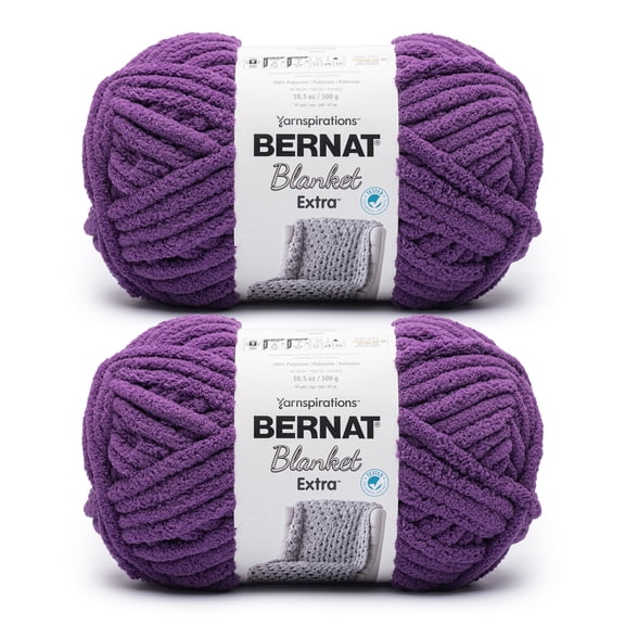 Bernat® Blanket extra™ #7 Jumbo Polyester Yarn, Pow purple 10.5oz/300g 97 Yards (2 Pack)