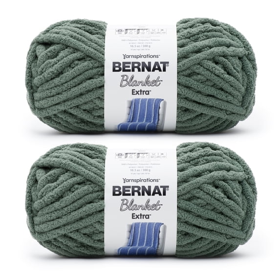 Bernat® Blanket extra™ #7 Jumbo Polyester Yarn, Smoky green 10.5oz/300g 97 Yards (2 Pack)