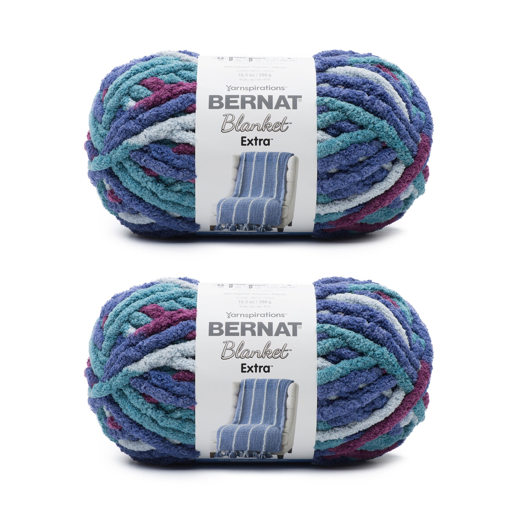 Bernat® Blanket extra™ #7 Jumbo Polyester Yarn, Speckledmoonrise 10.5oz300g 97 Yards (2Pk)
