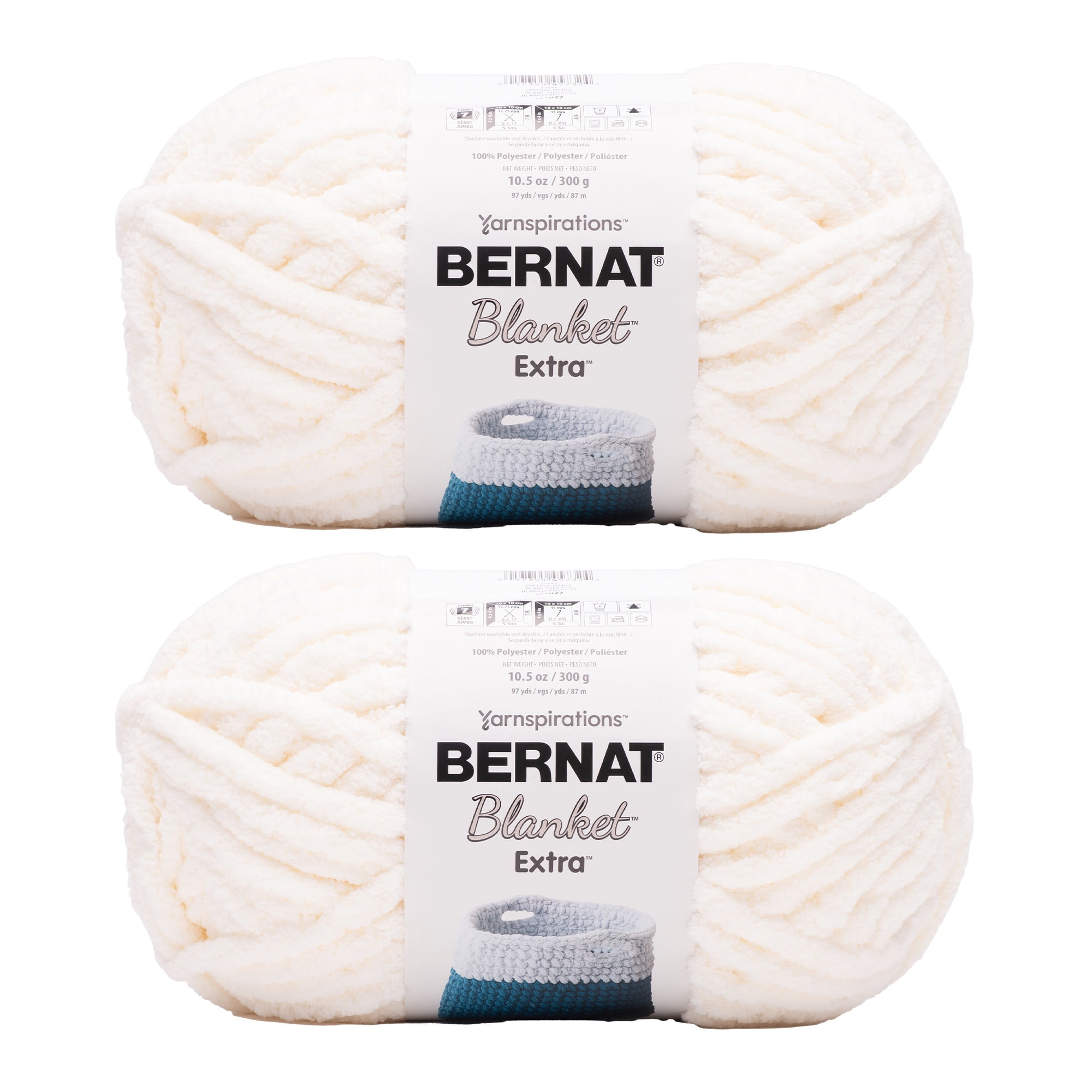 Bernat® Blanket extra™ #7 Jumbo Polyester Yarn, Vintage white 10.5oz/300g 97 Yards (2 Pk)
