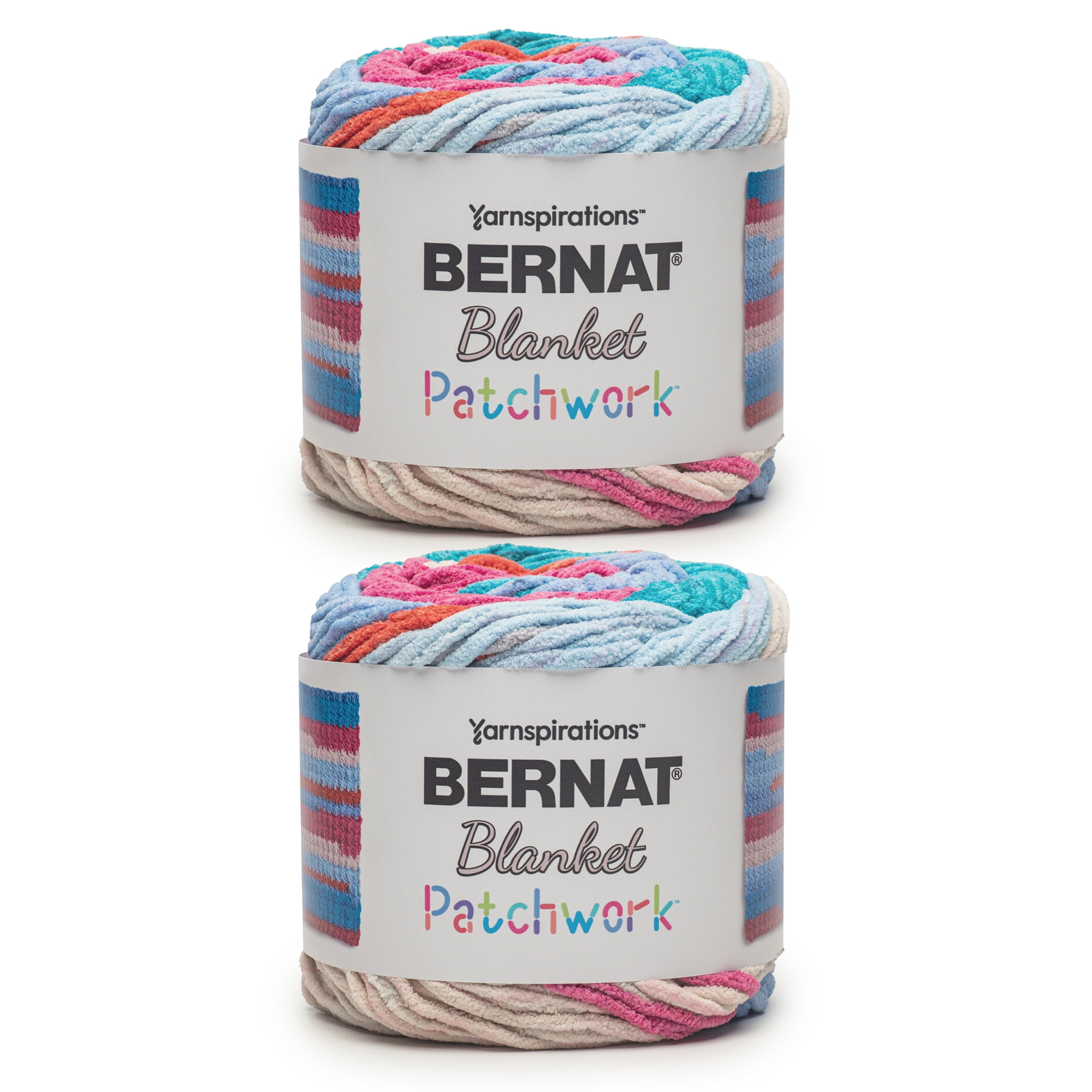 Bernat® Blanket patchwork™ #6 Super Bulky Polyester Yarn, Beach towel 10.5oz 220yd (2Pk)