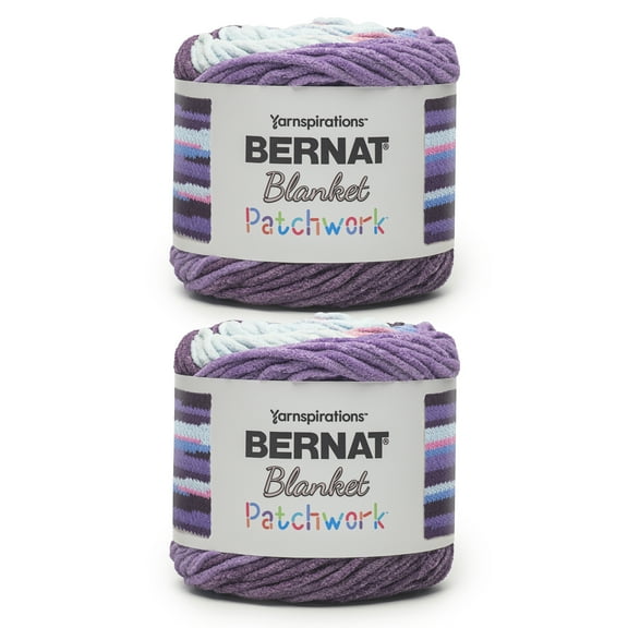 Bernat® Blanket patchwork™ #6 Super Bulky Polyester Yarn, Purple pop 10.5oz 220yd (2Pk)