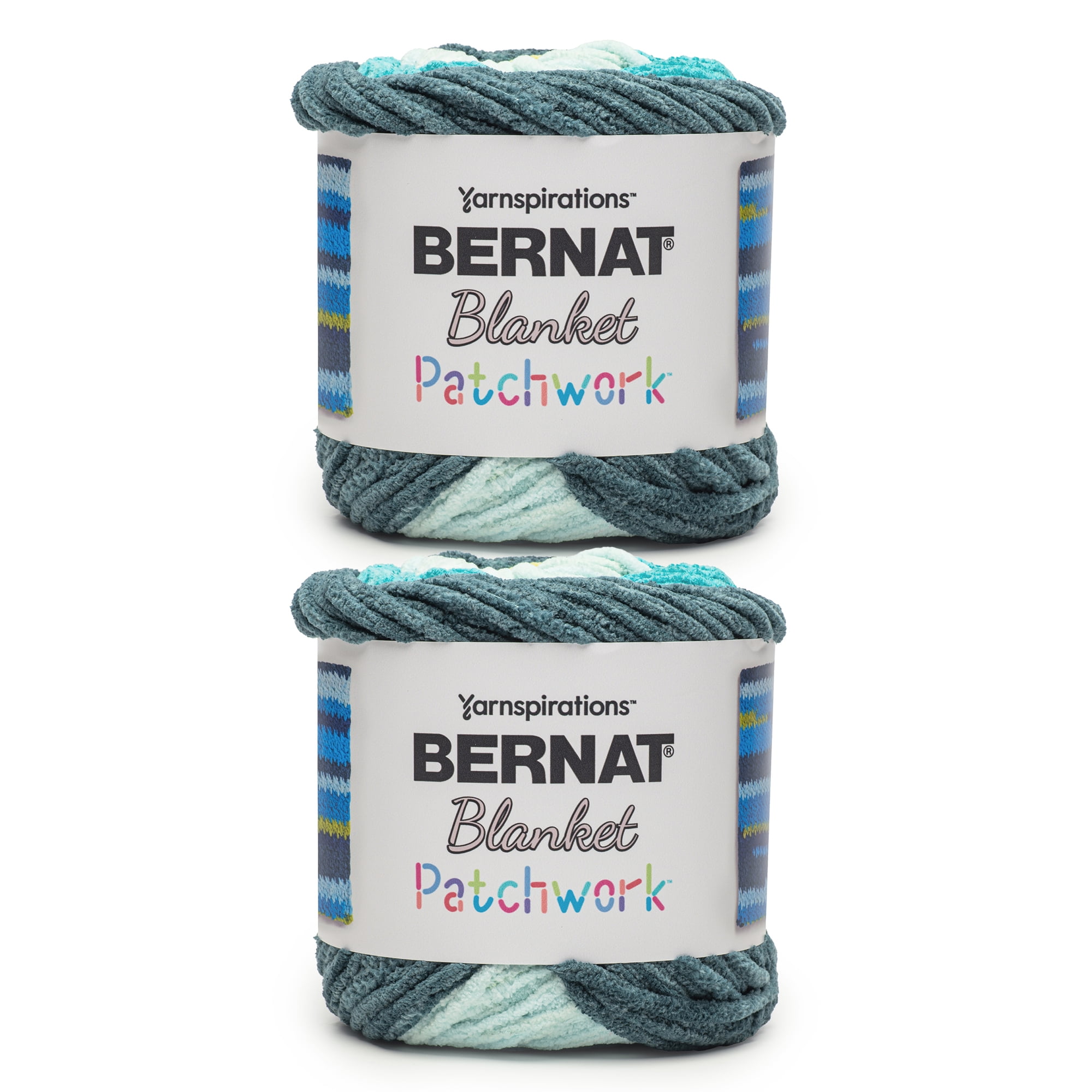 Bernat® Blanket patchwork™ #6 Super Bulky Polyester Yarn, Teal dream 10.5oz 220yd (2Pk)