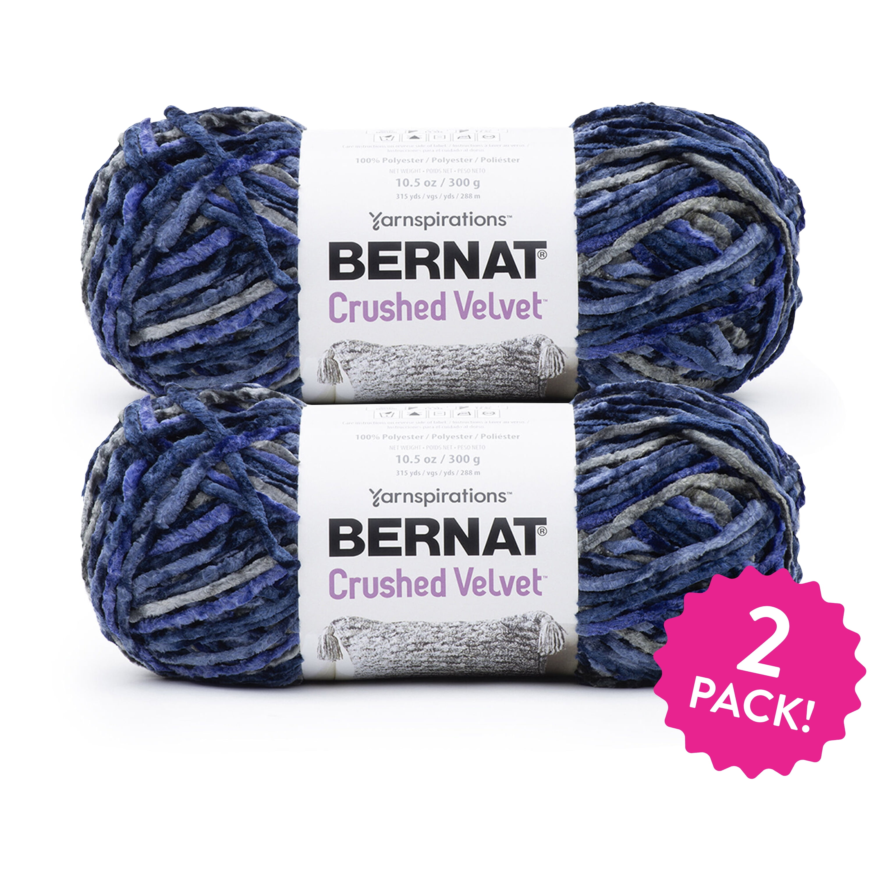 Bernat Crushed Velvet™ 100% Polyester Navy Yarn, 315 yd (2 Pack)