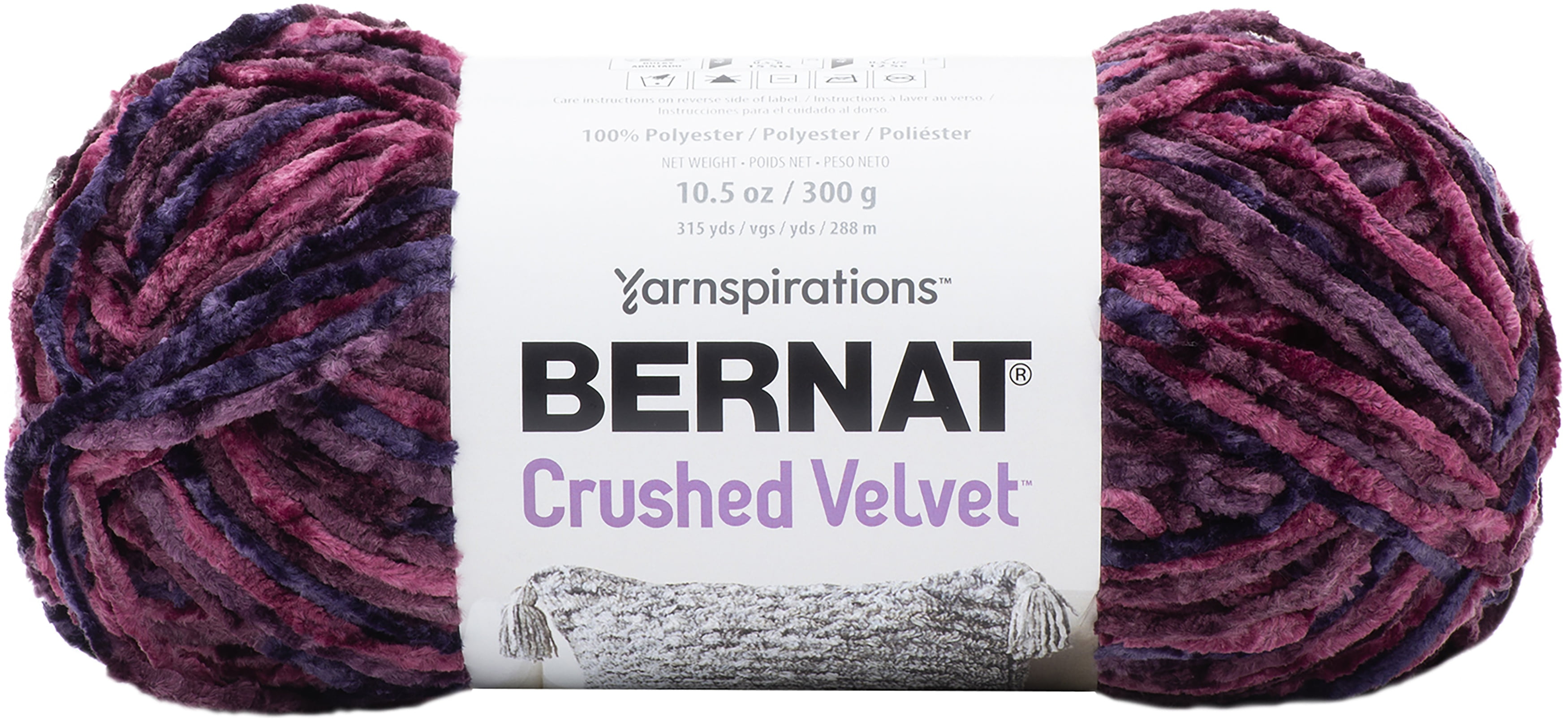 Bernat Crushed Velvet Burgundy Yarn - 2 Pack of 300g/10.5oz - Polyester - 5 Bulky - 315 Yards - Knitting/Crochet
