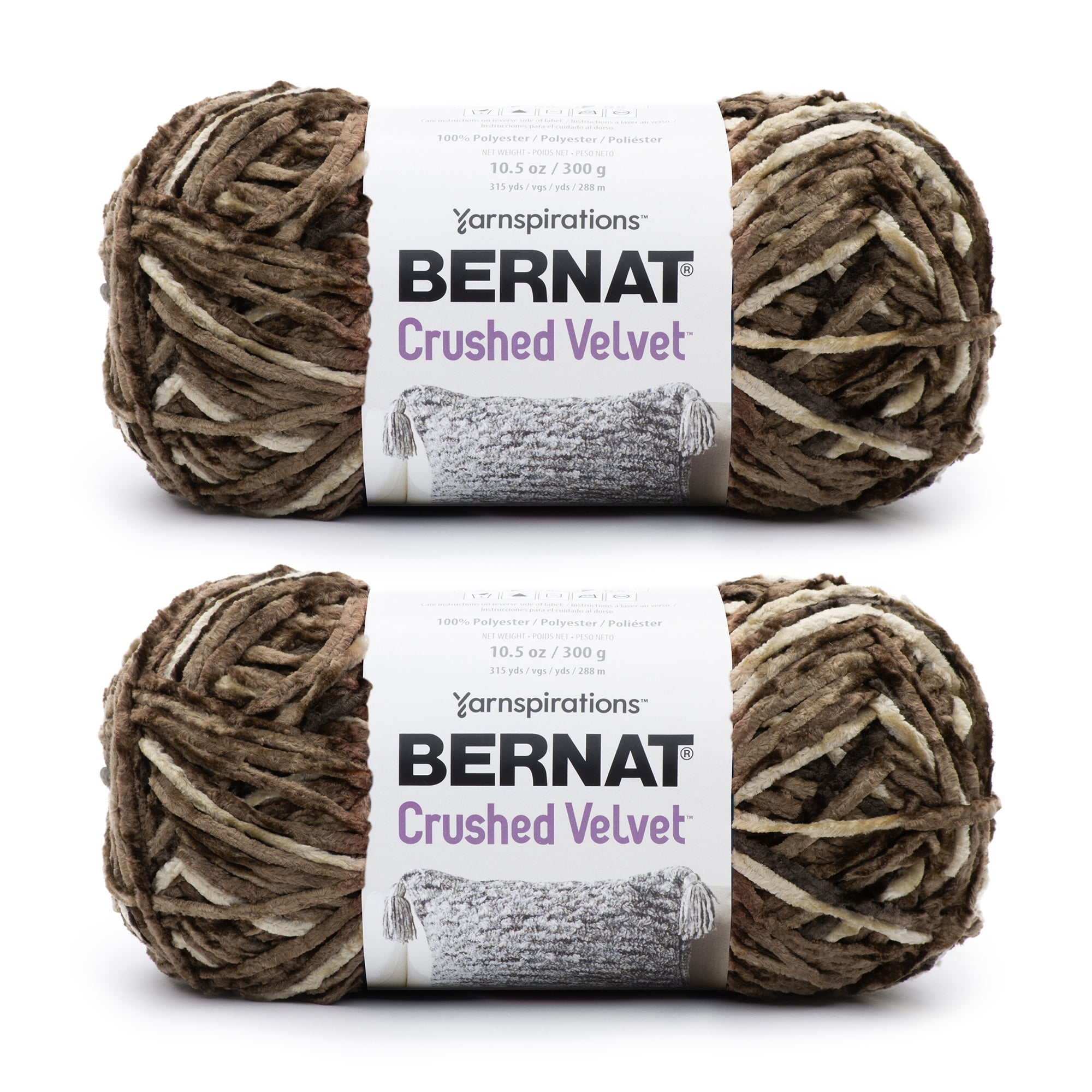 Bernat Crushed Velvet Deep Gray Yarn - 2 Pack of 300g/10.5oz - Polyester - 5 Bulky - 315 Yards - Knitting/Crochet