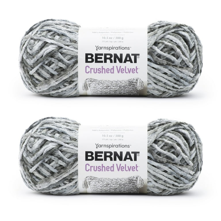 Bernat Crushed Velvet Deep Gray Yarn - 2 Pack of 300g/10.5oz - Polyester - 5 Bulky - 315 Yards - Knitting/Crochet