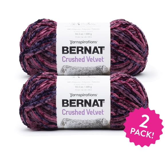 Bernat Crushed Velvet Yarn Burgundy Bulky Polyester 10.5oz 2 Pack