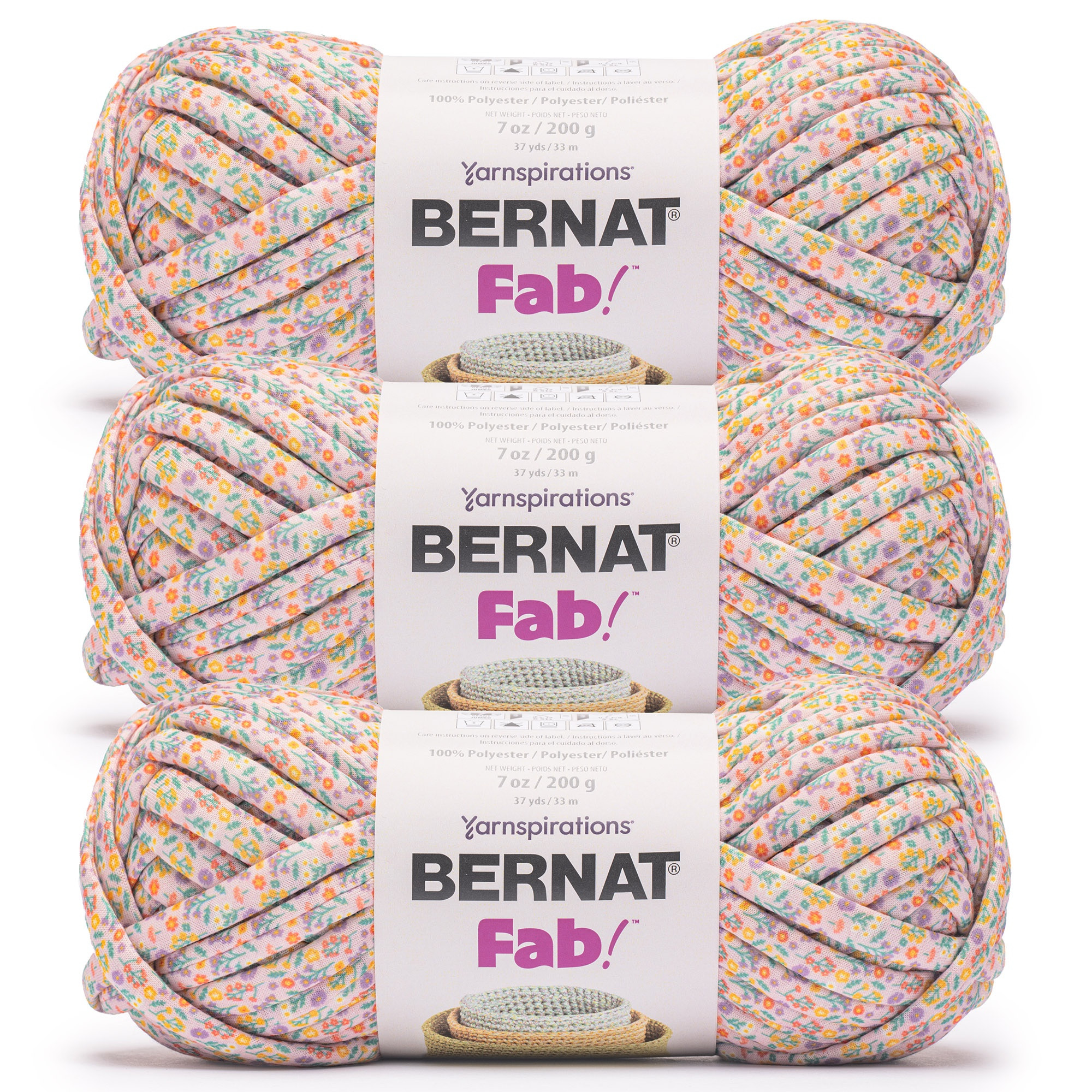 Bernat® Fab™ #7 Jumbo Polyester Yarn, Garden Party 7oz/200g 37 Yards (3 Pack)
