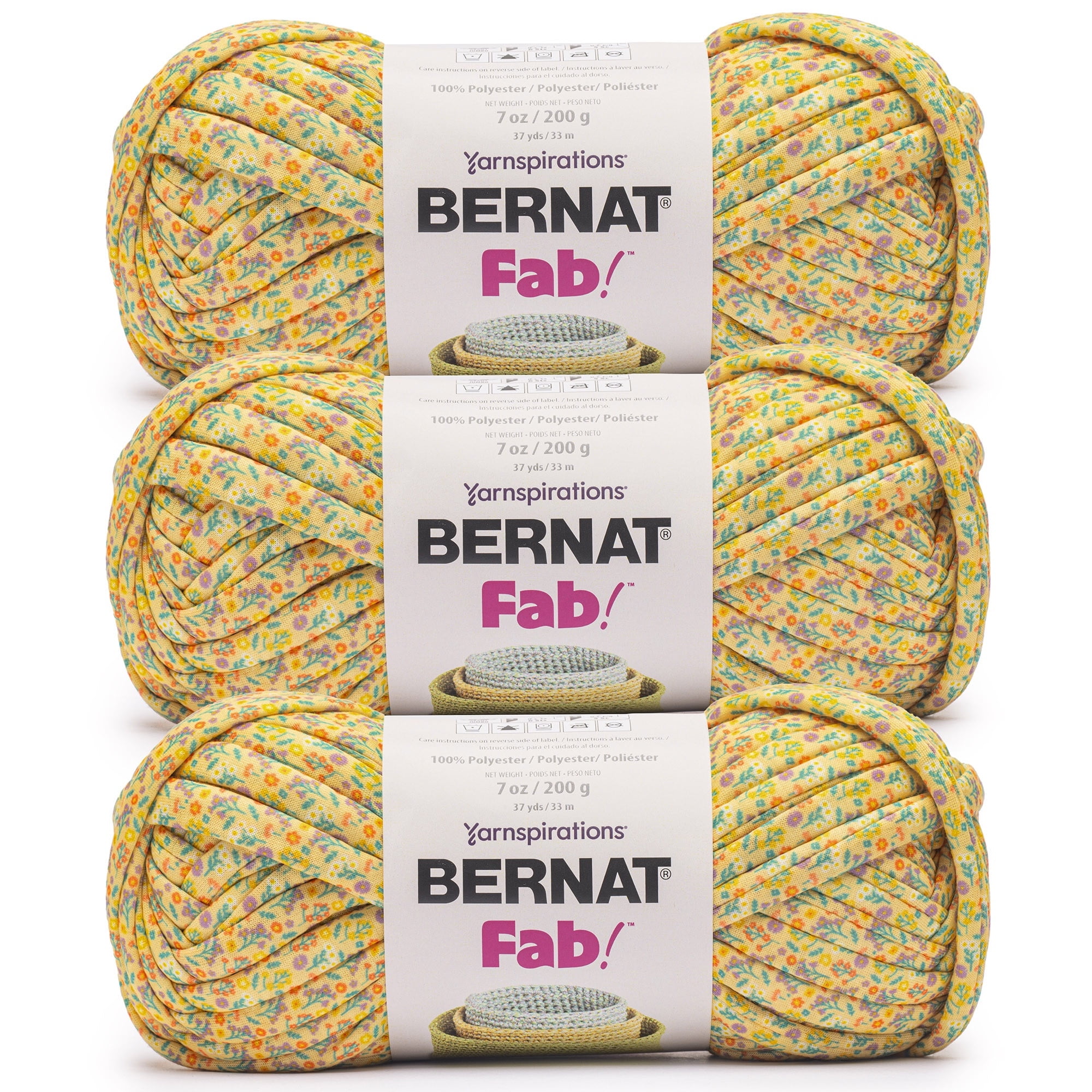 Bernat® Fab™ #7 Jumbo Polyester Yarn, Glowing Garden 7oz/200g 37 Yards (3 Pack)