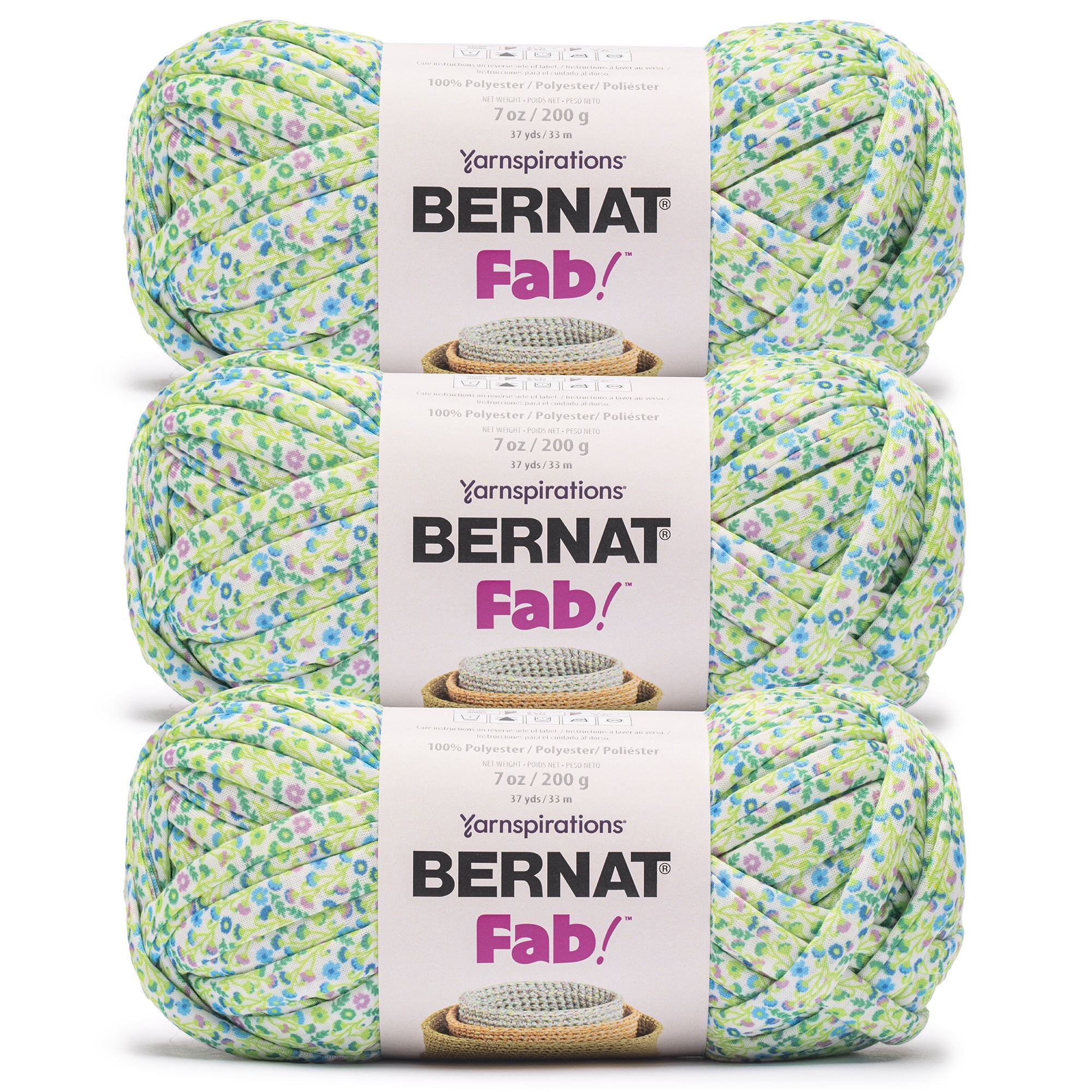 Bernat® Fab™ #7 Jumbo Polyester Yarn, I Dream Of Flowers 7oz/200g 37 Yards (3 Pack)