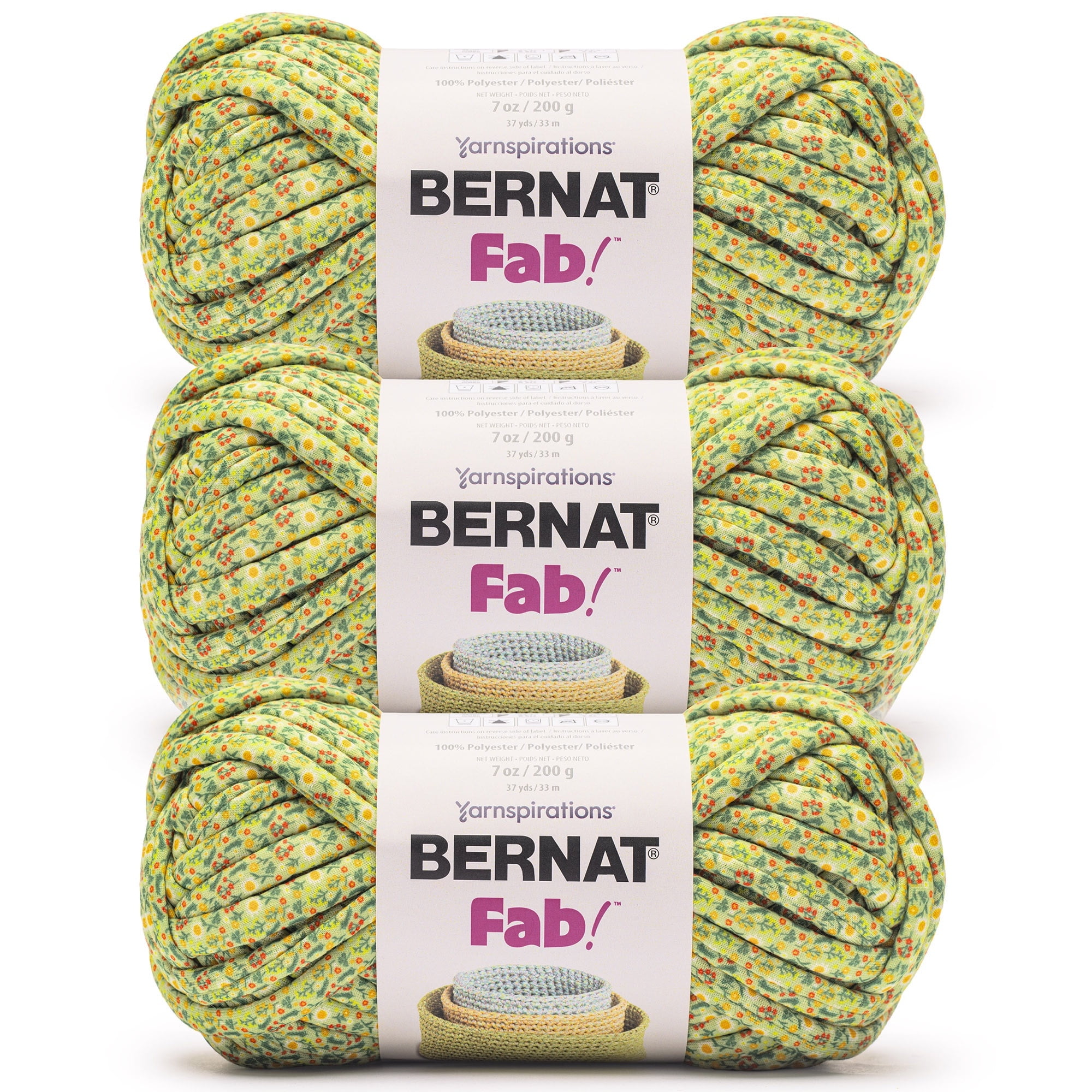 Bernat® Fab™ #7 Jumbo Polyester Yarn, Sunflower Garden 7oz/200g 37 Yards (3 Pack)