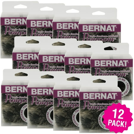 Bernat Faux Fur Pompom 1 Count - Black Mink, Multipack of 12