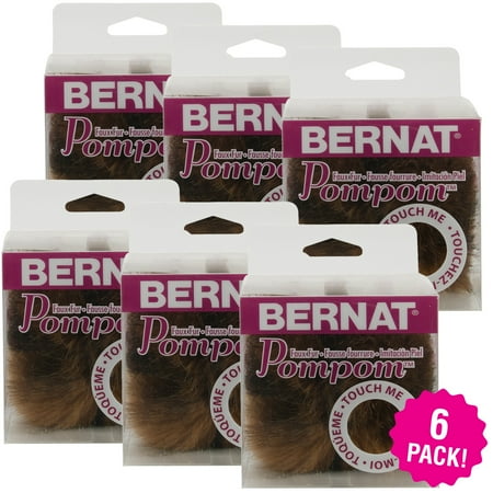 Bernat Faux Fur Pompom 1 Count - Brown Muskrat, Multipack of 6
