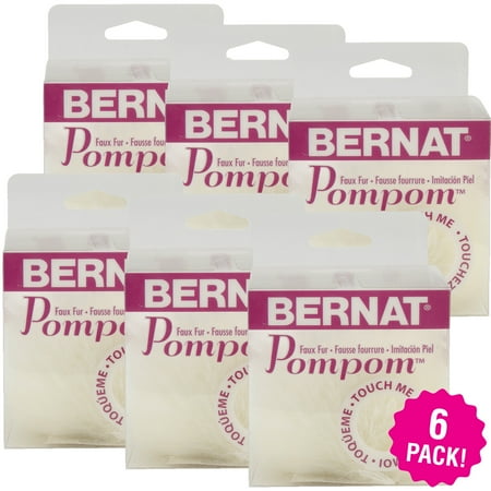 Bernat Faux Fur Pompom 1 Count - White Rabbit, Multipack of 6
