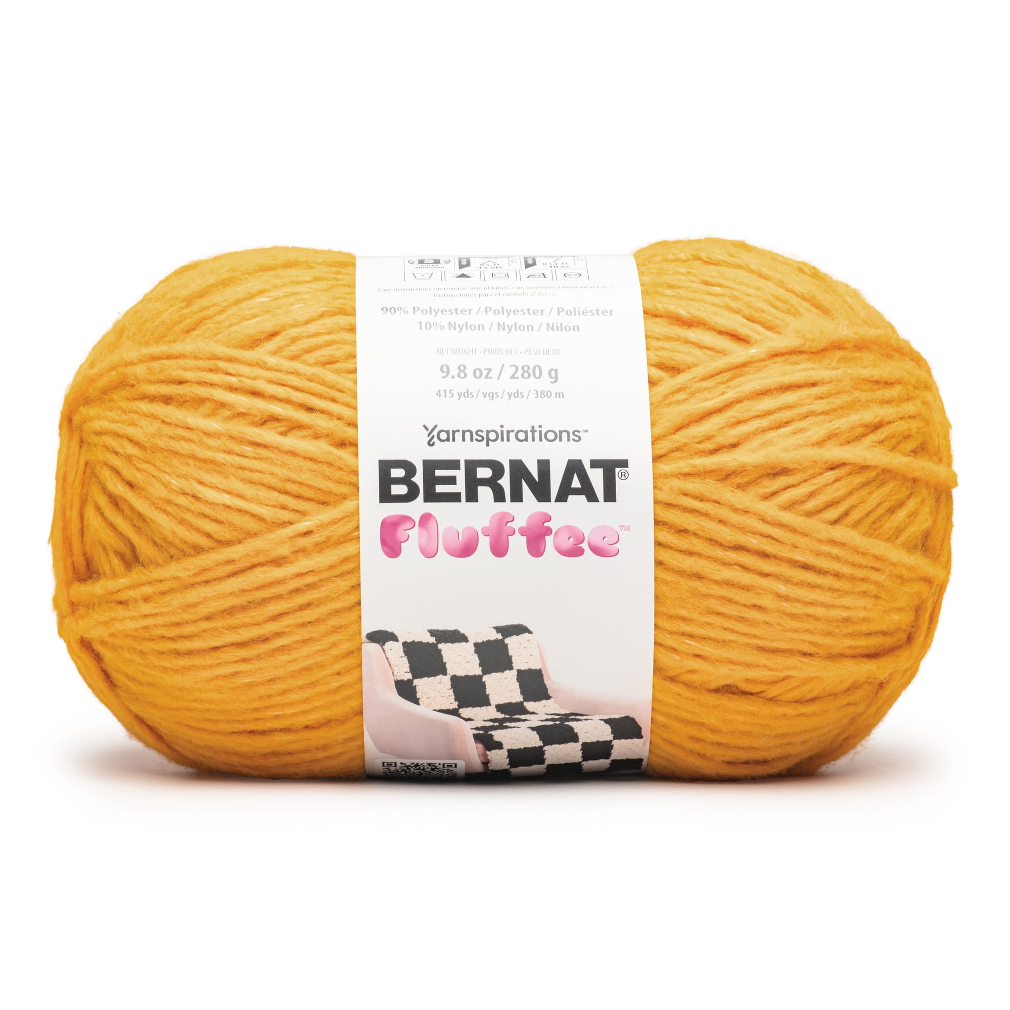 Bernat® Fluffee™ #5 Bulky Blend Yarn, Sunshine Yellow 9.8oz/280g 415 Yards