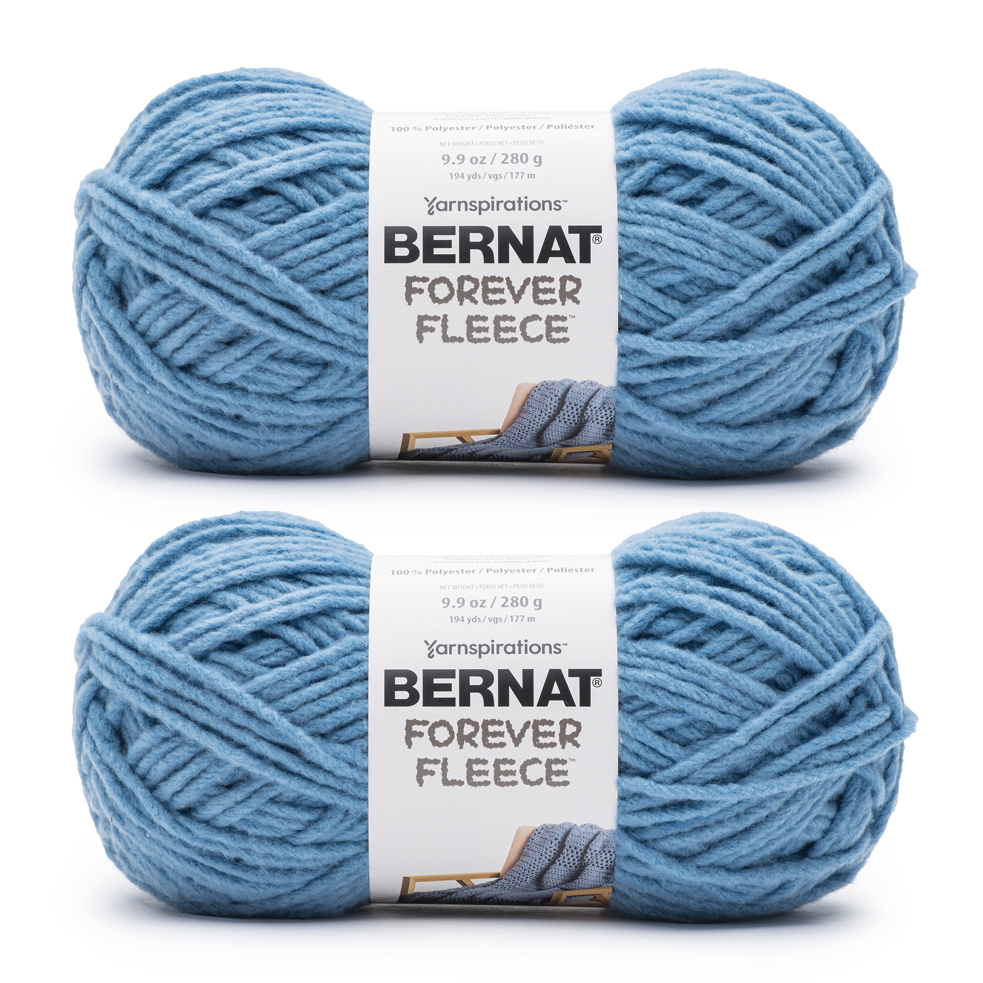 Bernat Forever Fleece White Noise Yarn - 2 Pack of 280g/9.9oz