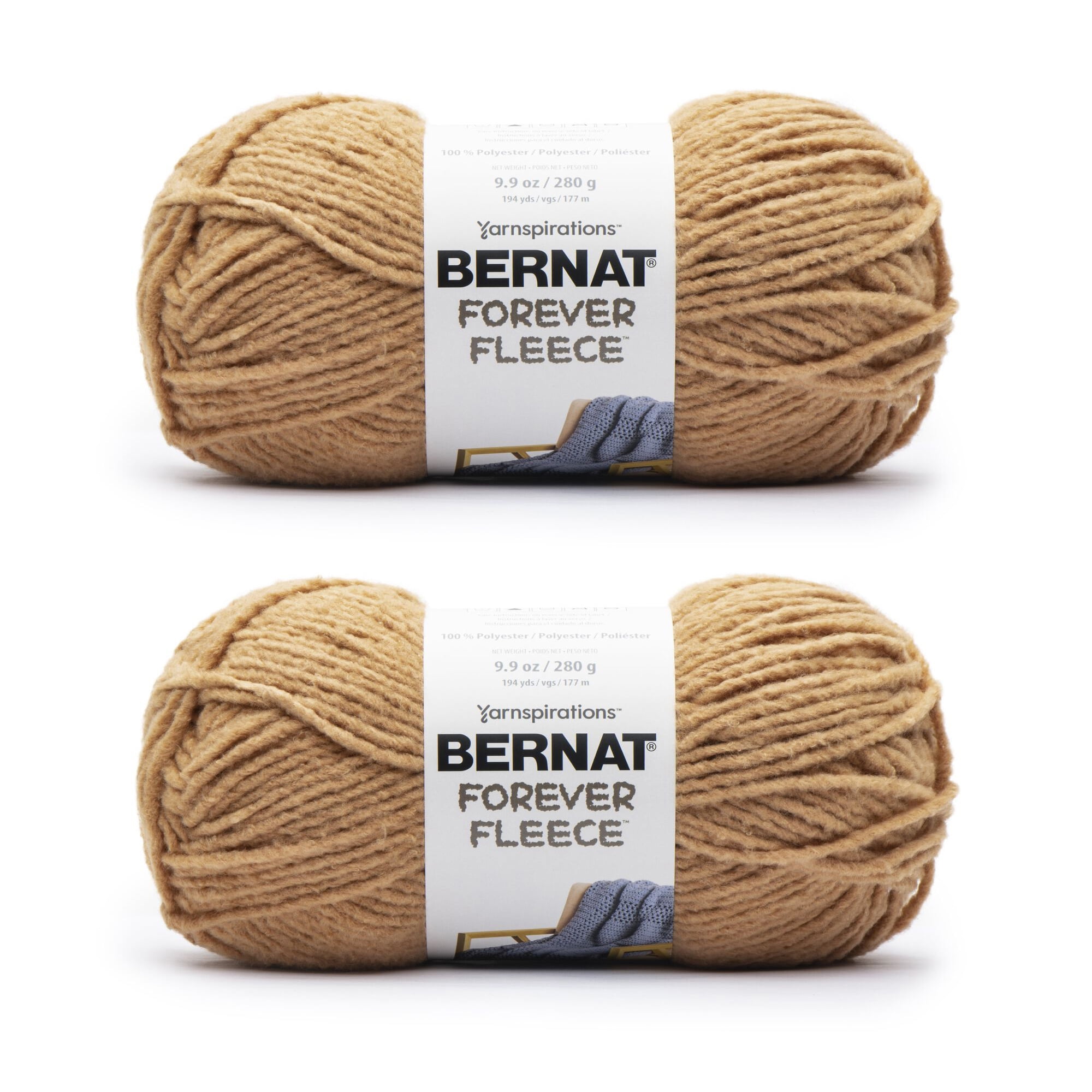 Bernat® Forever Fleece™ #6 Super Bulky Polyester Yarn, Juniper 9.9oz/280g,  194 Yards (2 Pack) 