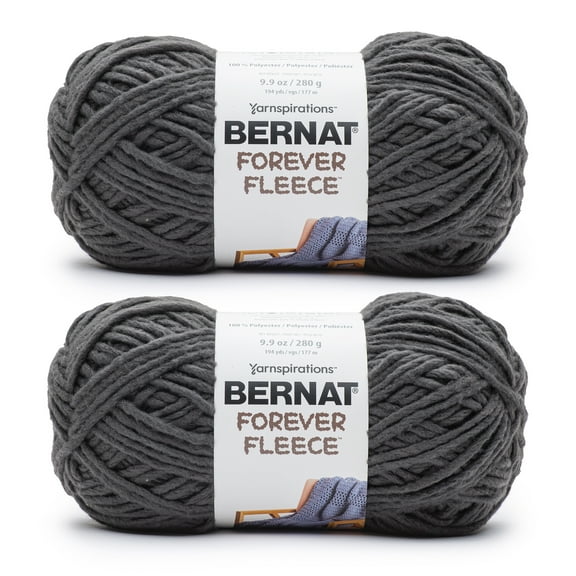 Bernat® Forever Fleece™ #6 Super Bulky Polyester Yarn, Coal 9.9oz/280g, 194 Yards (2 Pack)