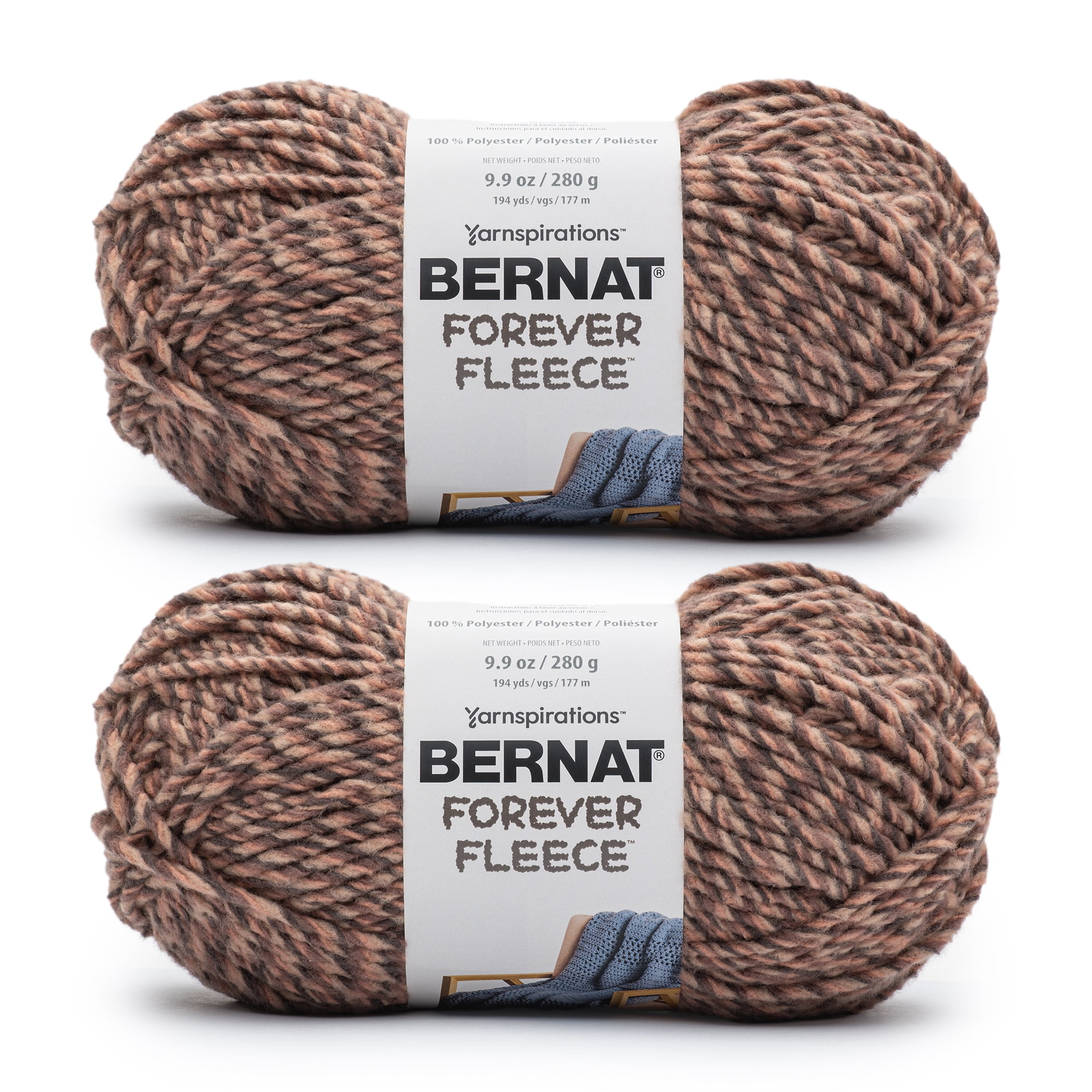 Bernat Forever Fleece Jasmine Yarn - 2 Pack of 280g/9.9oz