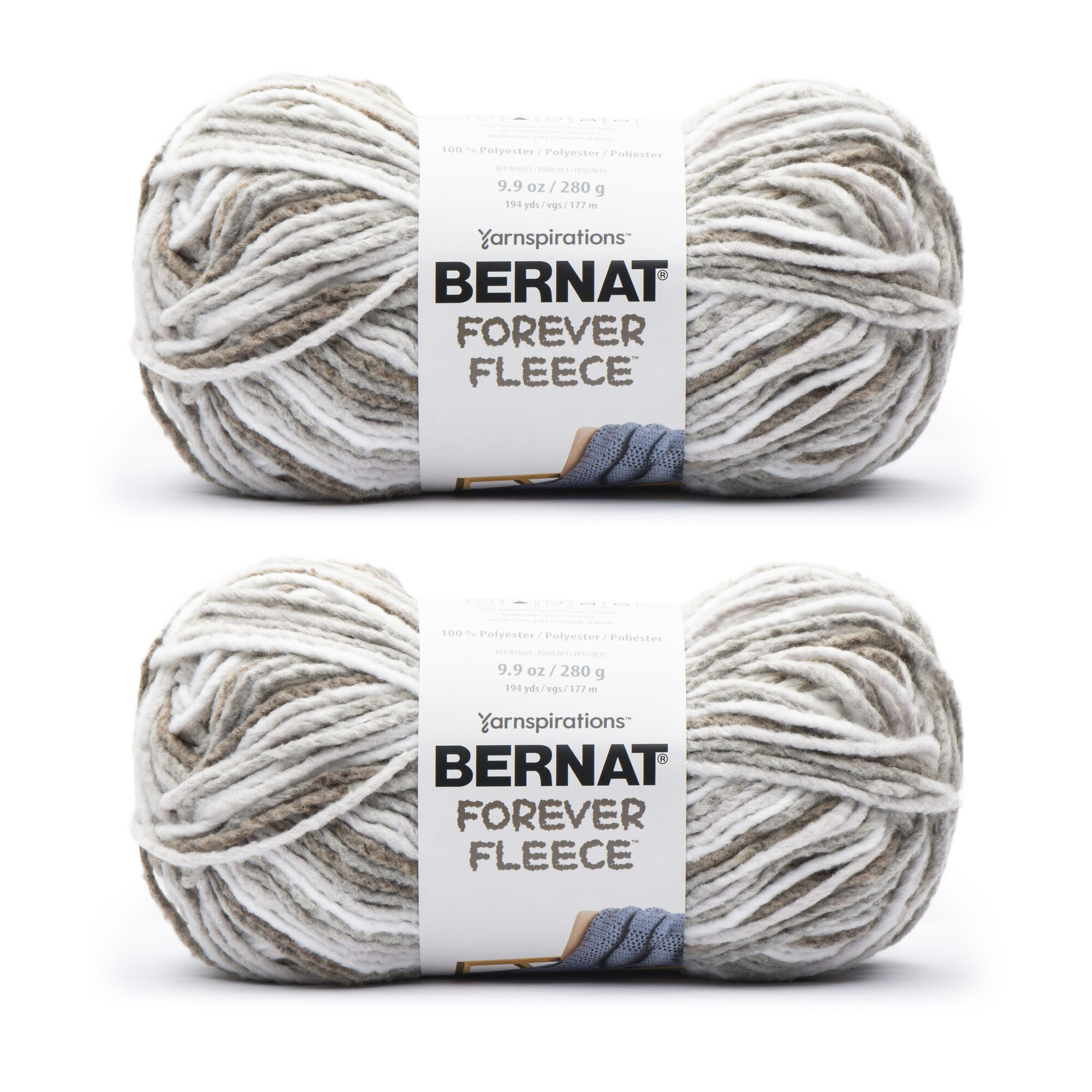 Bernat Forever Fleece #6 Super Bulky Polyester Yarn, Latte 9.9oz/280g, 194 Yards (2 Pack)