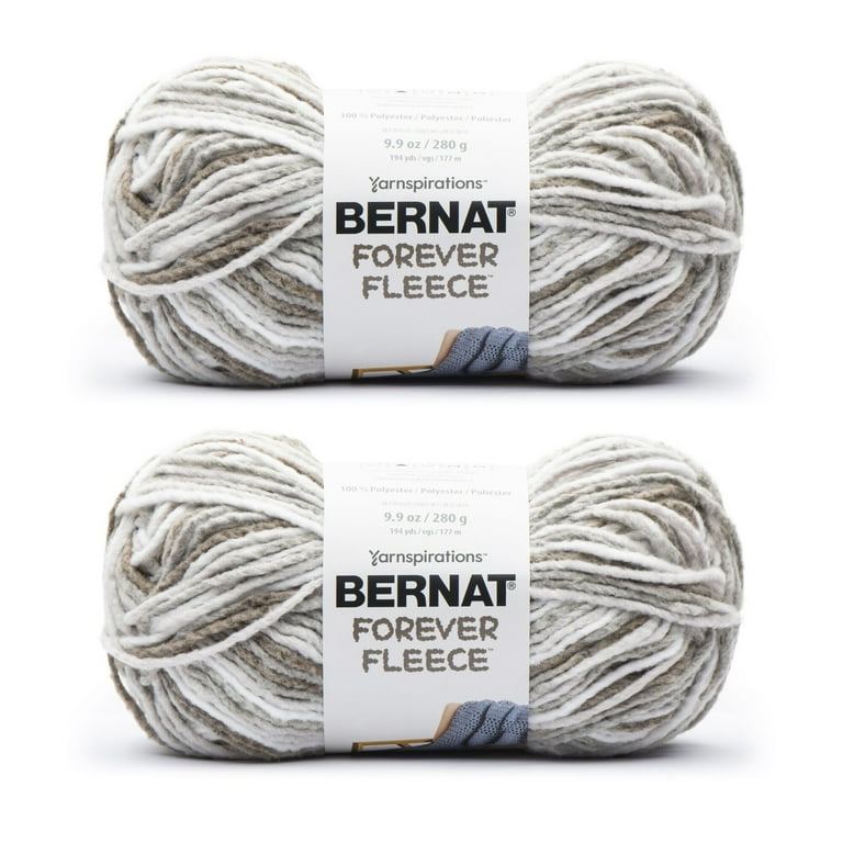 Bernat Forever Fleece #6 Super Bulky Polyester Yarn, Latte 9.9oz/280g, 194 Yards (2 Pack)