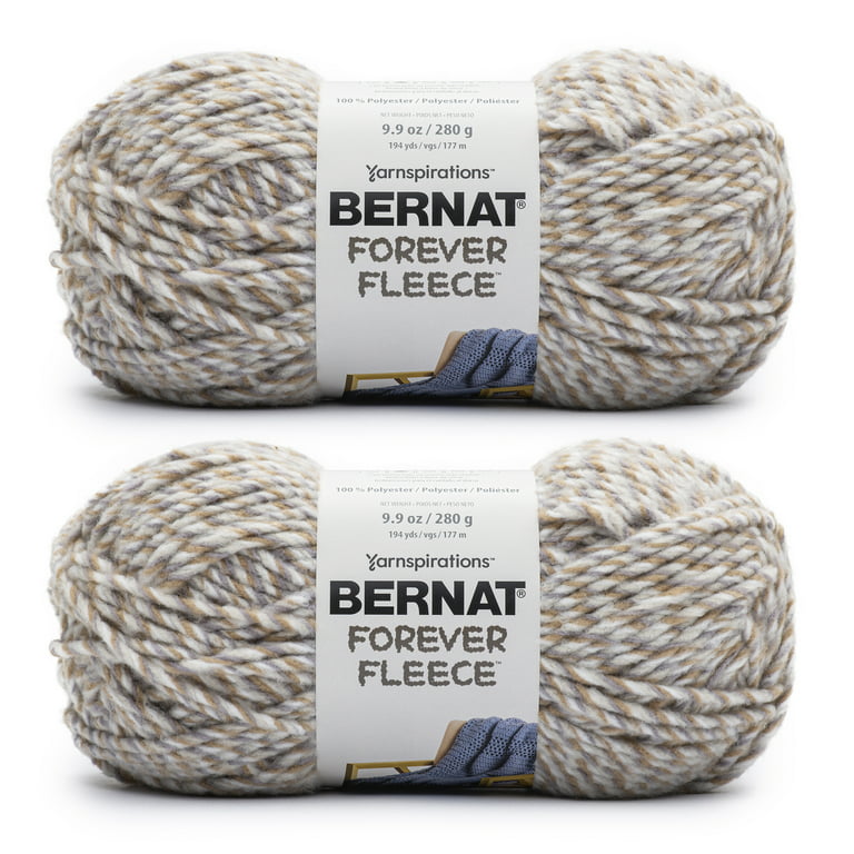 Bernat® Forever Fleece™ #6 Super Bulky Polyester Yarn, Natural 9.9oz/280g,  194 Yards (2 Pack)
