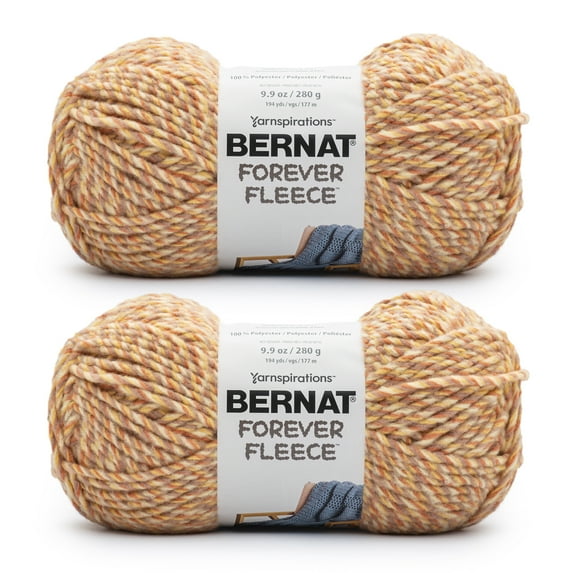 Bernat® Forever Fleece™ #6 Super Bulky Polyester Yarn, Orange Sun 9.9oz/280g, 194 Yards (2 Pack)