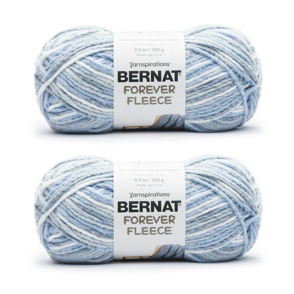 Bernat® Forever Fleece™ #6 Super Bulky Polyester Yarn, Rain 9.9oz/280g, 194 Yards (2 Pack)