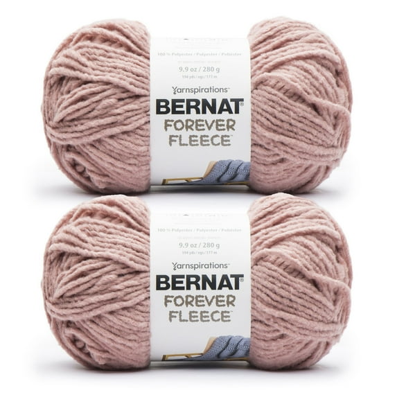 Bernat® Forever Fleece™ #6 Super Bulky Polyester Yarn, Rose Hip 9.9oz/280g, 194 Yards (2 Pack)