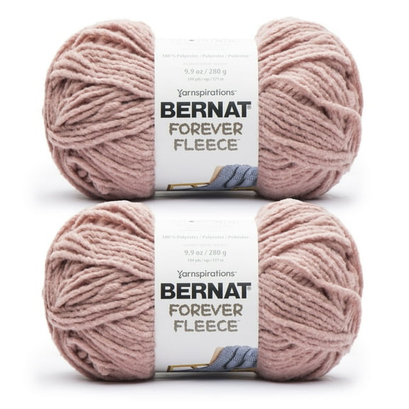 Bernat® Forever Fleece⢠#6 Super Bulky Polyester Yarn, Rose Hip 9.9oz/280g, 194 Yards (2 Pack)