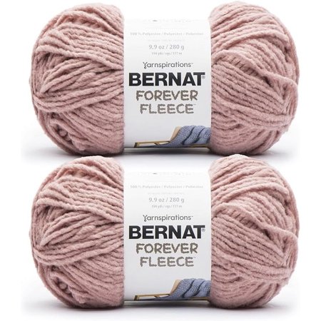 Bernat Forever Fleece Rose Hip Yarn - 2 Pack of 280g/9.9oz - Polyester - 6 Super Bulky - 194 Yards - Knitting/Crochet