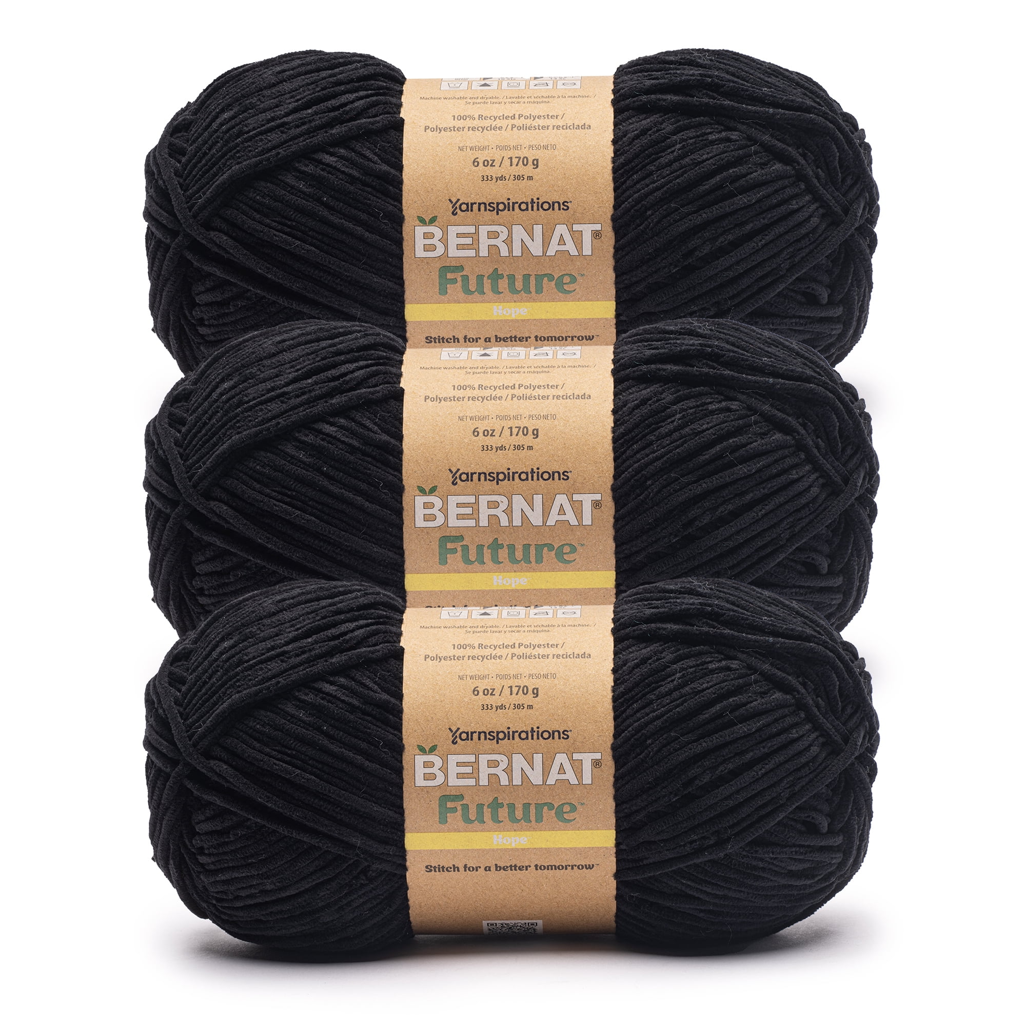 Bernat® Future™ #4 Worsted (Medium) Polyester Yarn, Black Out 6oz/170g 333 Yards (3 Pack)