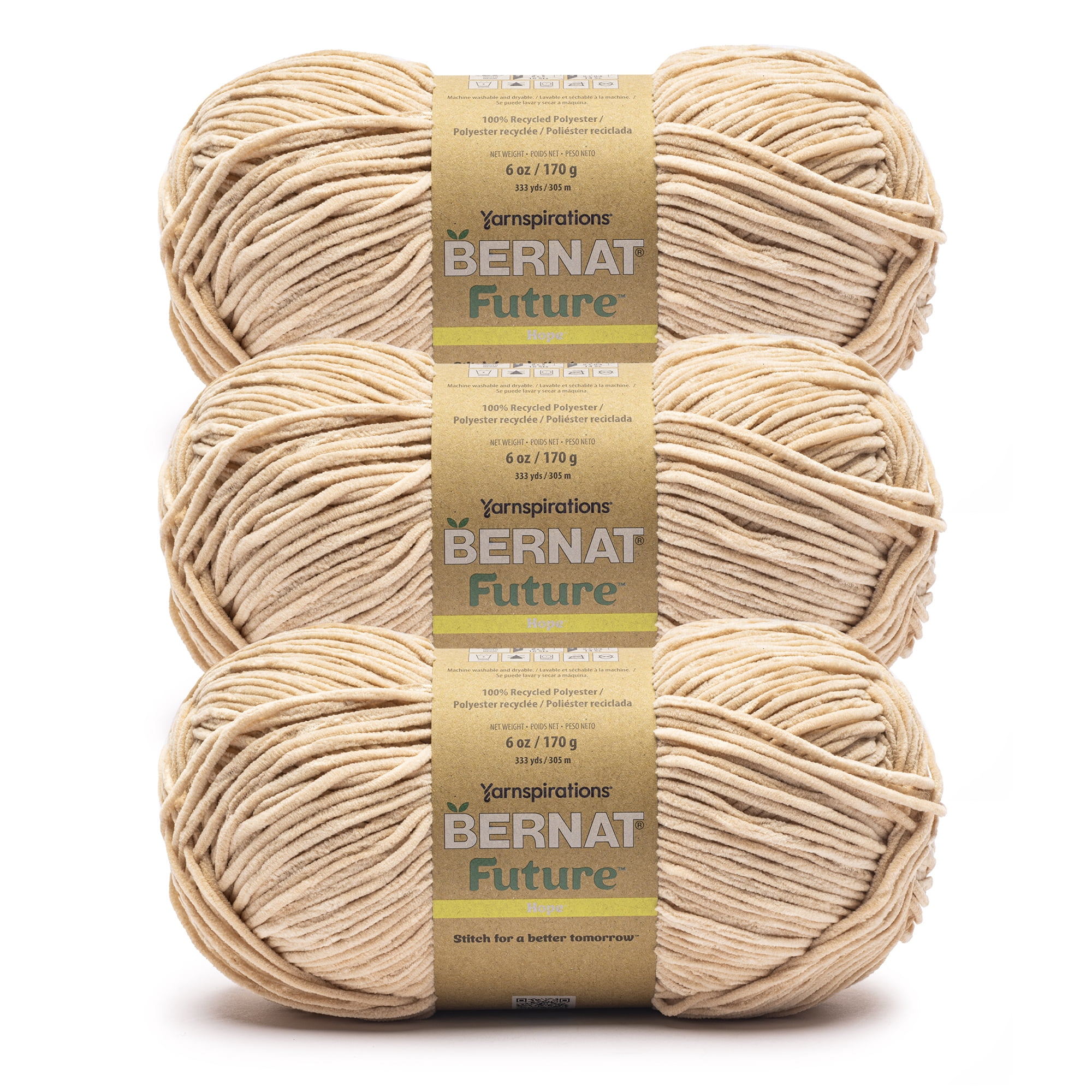 Bernat® Future™ #4 Worsted (Medium) Polyester Yarn, Café Latte 6oz/170g 333 Yards (3 Pack)