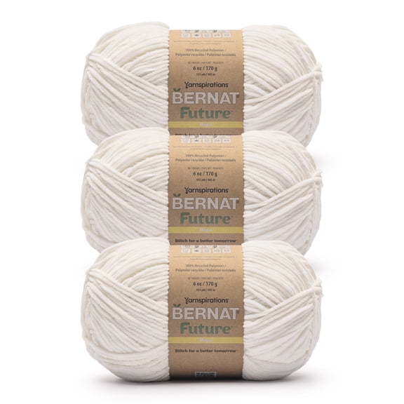 Bernat® Future™ #4 Worsted (Medium) Polyester Yarn, Snow White 6oz/170g 333 Yards (3 Pack)