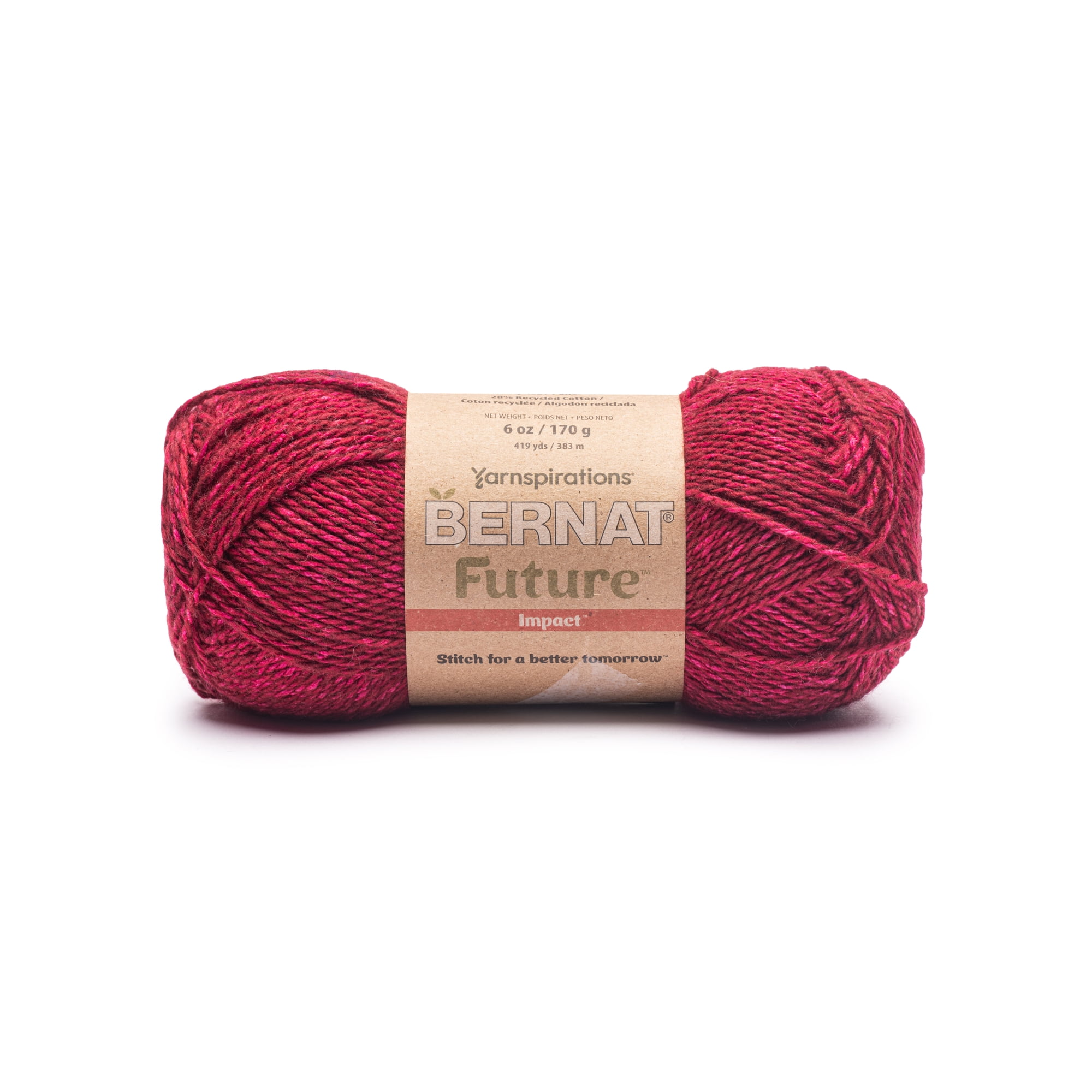Bernat® Future Recycled Cotton™ #4 Worsted (Medium) Mixed Recycled Fibers Yarn, Cherry 6oz/170g 419 Yards