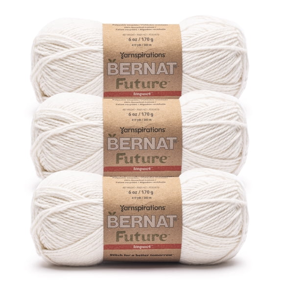 Bernat® Future Recycled Cotton™ #4 Worsted (Medium) Mixed Recycled Fibers Yarn, Natural 6oz/170g 419 Yards (3 Pack)