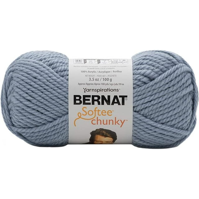 Bernat Gray Blue Yarn Softee Chunky
