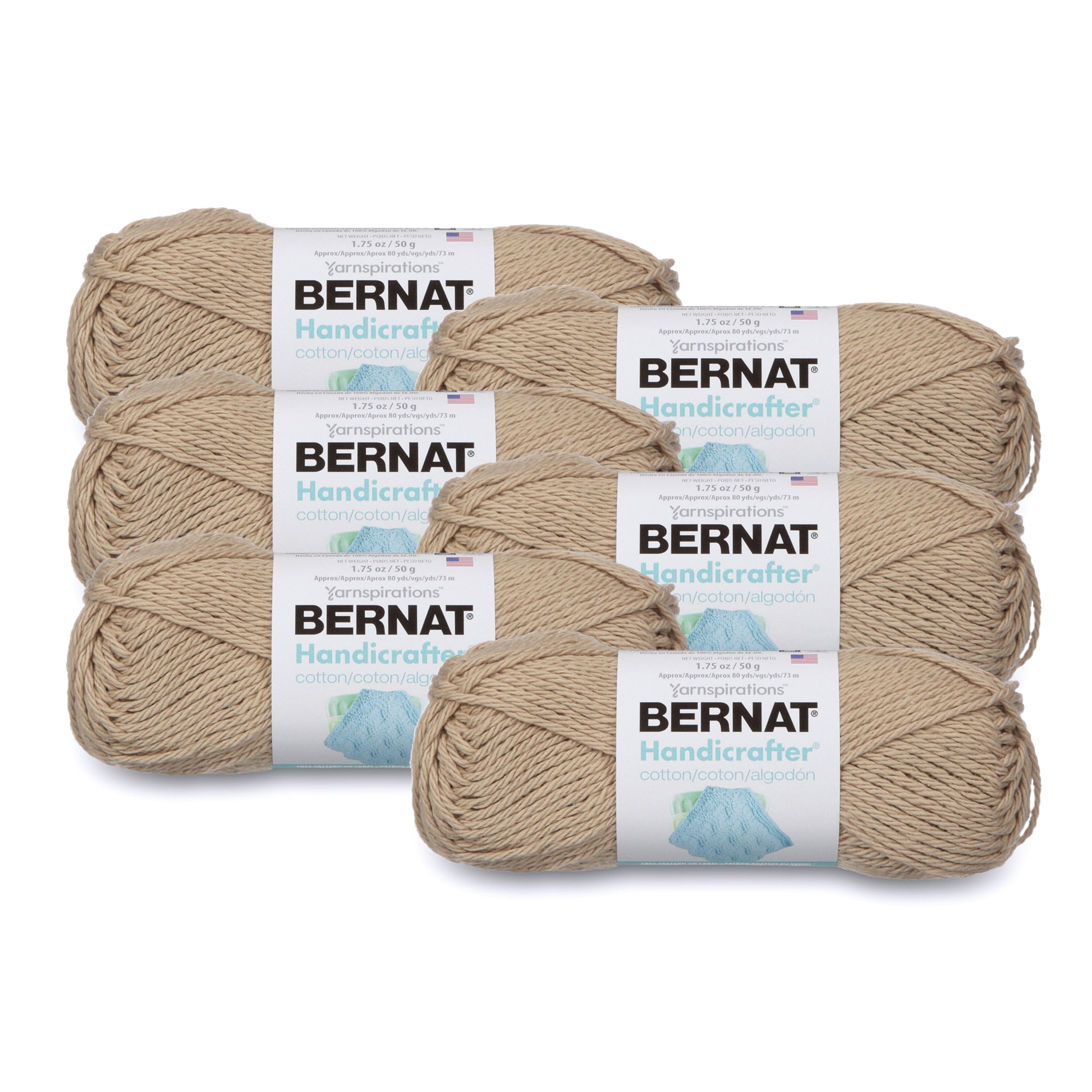 Bernat Handicrafter #4 Medium Cotton Yarn, Jute 1.75oz/50g, 80 Yards (6 Pack)