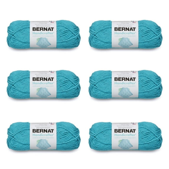 Bernat® Handicrafter® #4 Medium Cotton Yarn, Mod Blue 1.75oz/50g, 80 Yards (6 Pack)